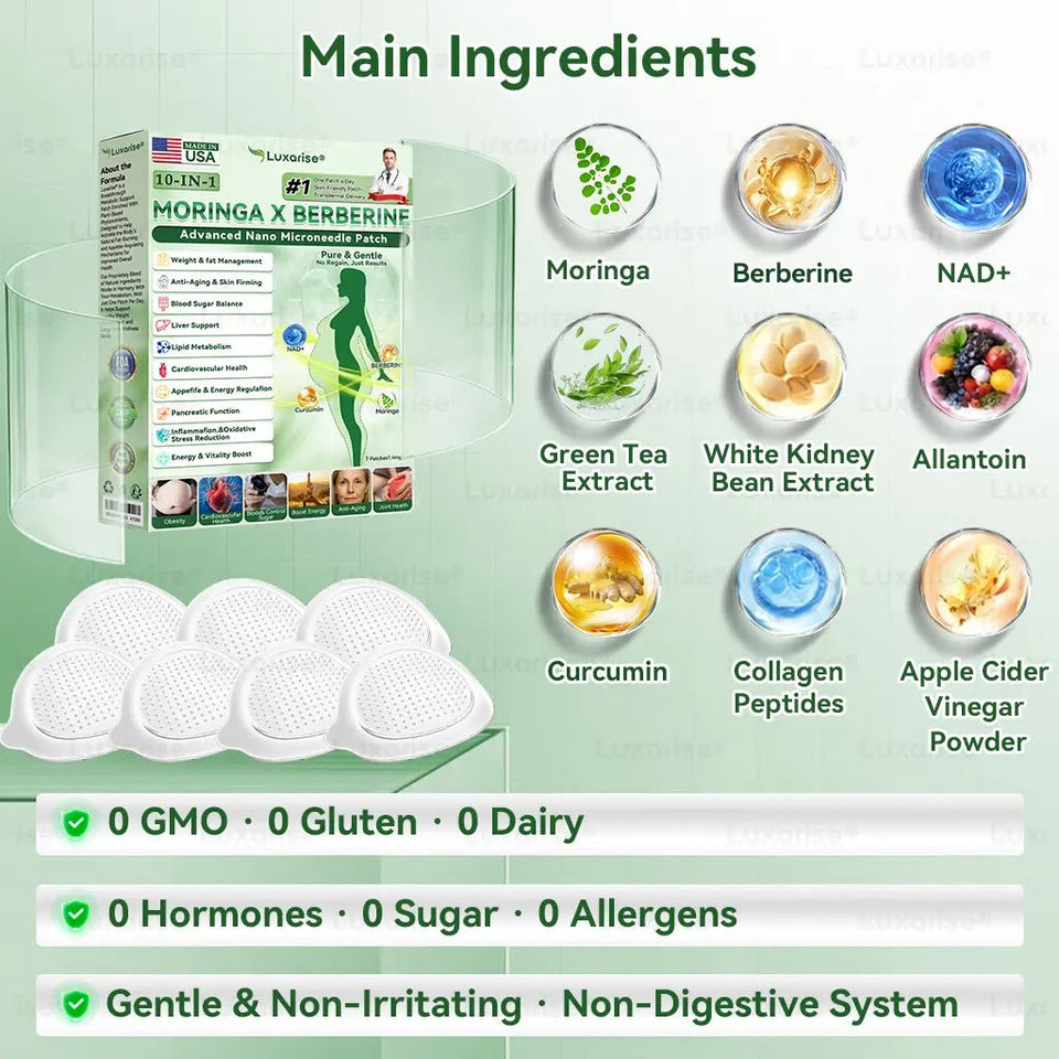 Moringa & Berberine 10-in-1 Advanced Nano Microneedle Patch